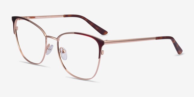 Kelsey Red Rose Gold MetalEyeglass Frames from EyeBuyDirect, Angle View