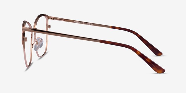 Kelsey Red Rose Gold MetalEyeglass Frames from EyeBuyDirect, Side View