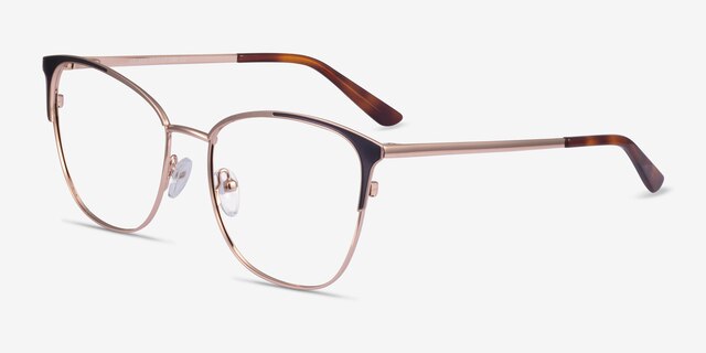 Kelsey Navy Rose Gold MetalEyeglass Frames from EyeBuyDirect, Angle View