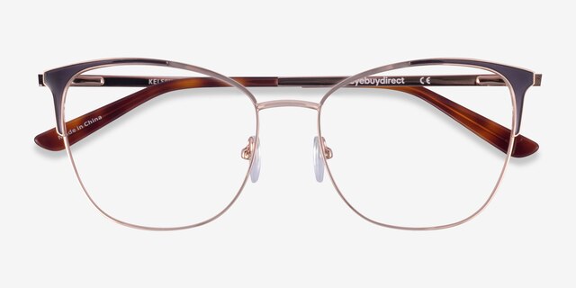 Kelsey Navy Rose Gold MetalEyeglass Frames from EyeBuyDirect, Closed View