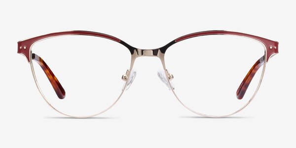 Rosa Red & Gold Métal Montures de lunettes de vue