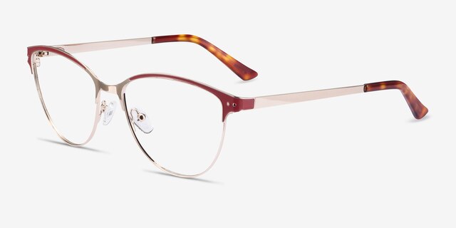 Rosa Red & Gold MetalEyeglass Frames from EyeBuyDirect, Angle View