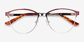 Rosa Red & Gold Métal Montures de lunettes de vue d'EyeBuyDirect, Vue Rapprochée
