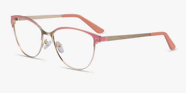 Rosa Gold Pink MétalMontures de lunettes de vue d'EyeBuyDirect, Vue d'Angle