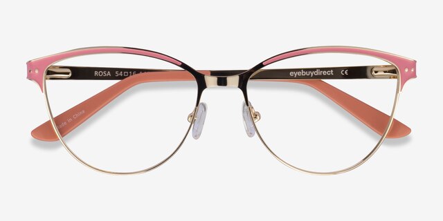 Rosa Gold Pink MétalMontures de lunettes de vue d'EyeBuyDirect, Vue Rapprochée