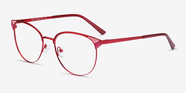 Niki Rouge MétalMontures de lunettes de vue d'EyeBuyDirect, Vue d'Angle