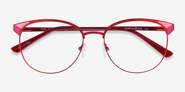 Niki Rouge MétalMontures de lunettes de vue d'EyeBuyDirect, Vue Rapprochée