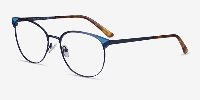 Niki Blue MetalEyeglass Frames from EyeBuyDirect, Angle View