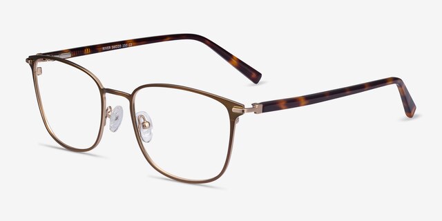 River Bronze & Gold Acetate-metalMontures de lunettes de vue d'EyeBuyDirect, Vue d'Angle