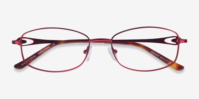 Maggie Burgundy MetalEyeglass Frames from EyeBuyDirect, Closed View