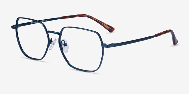 Marlow Navy MetalEyeglass Frames from EyeBuyDirect, Angle View