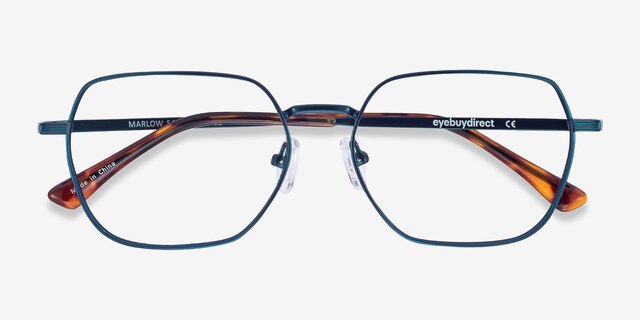 Marlow Navy MetalEyeglass Frames from EyeBuyDirect, Closed View