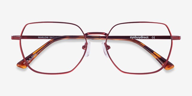Marlow Red MetalEyeglass Frames from EyeBuyDirect, Closed View