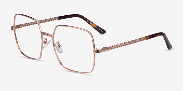 Bettina Rose Gold MetalEyeglass Frames from EyeBuyDirect, Angle View