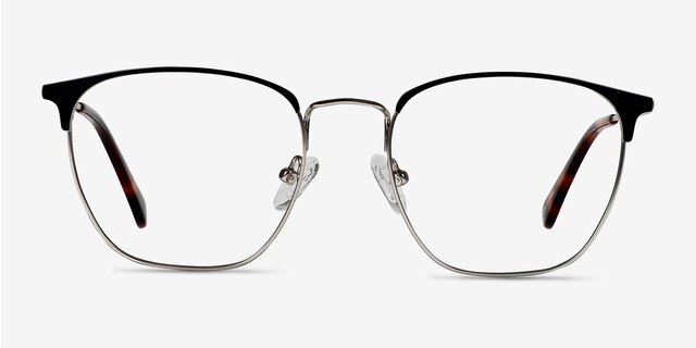 Codex Black Silver MetalEyeglass Frames from EyeBuyDirect, Front View
