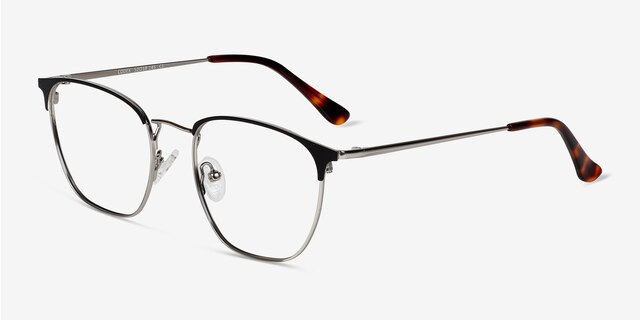 Codex Black Silver MetalEyeglass Frames from EyeBuyDirect, Angle View
