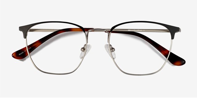 Codex Black Silver MetalEyeglass Frames from EyeBuyDirect, Closed View