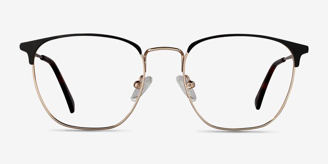 Codex Black Gold MetalEyeglass Frames from EyeBuyDirect, Front View
