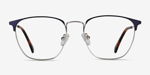 Codex Blue Silver MetalEyeglass Frames from EyeBuyDirect, Front View