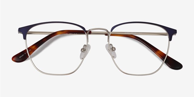 Codex Blue Silver MetalEyeglass Frames from EyeBuyDirect, Closed View