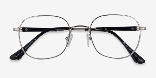 Index Silver Black MetalEyeglass Frames from EyeBuyDirect, Closed View