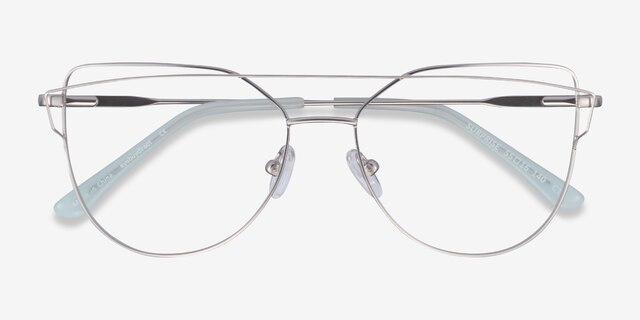 Surprise Matte Silver MetalEyeglass Frames from EyeBuyDirect, Closed View