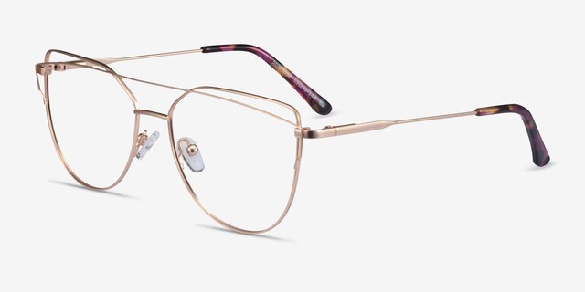 Surprise Matte Gold MétalMontures de lunettes de vue d'EyeBuyDirect, Vue d'Angle