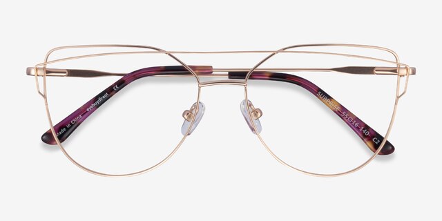 Surprise Matte Gold MétalMontures de lunettes de vue d'EyeBuyDirect, Vue Rapprochée