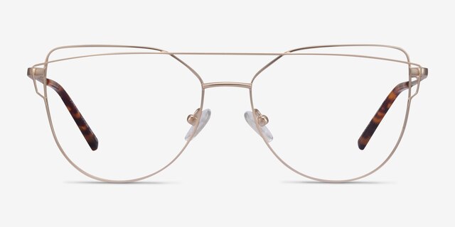 Surprise Matte Light Gold MétalMontures de lunettes de vue d'EyeBuyDirect, Vue de Face