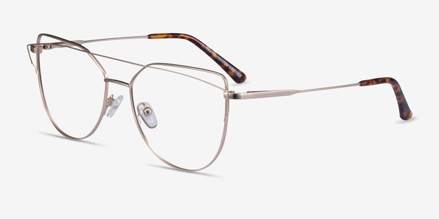 Surprise Matte Light Gold MétalMontures de lunettes de vue d'EyeBuyDirect, Vue d'Angle