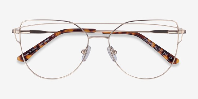 Surprise Matte Light Gold MétalMontures de lunettes de vue d'EyeBuyDirect, Vue Rapprochée