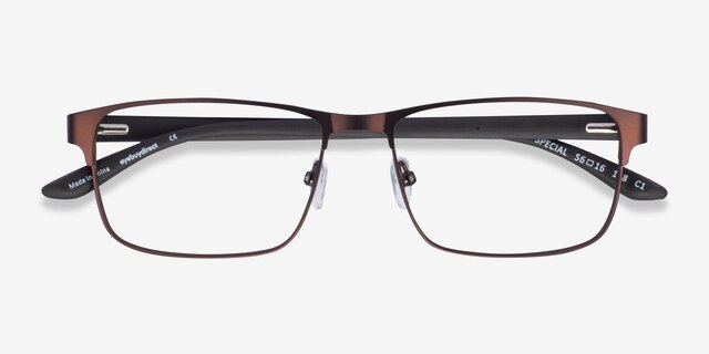 Special Brown Carbon-fiberEyeglass Frames from EyeBuyDirect, Closed View