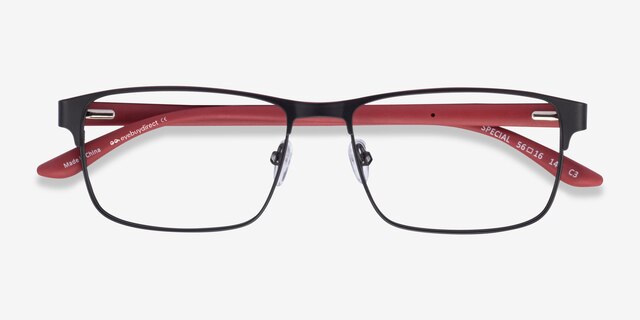 Special Black Red Carbon-fiberEyeglass Frames from EyeBuyDirect, Closed View