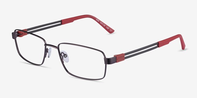 Bob Gunmetal Red Carbon-fiberEyeglass Frames from EyeBuyDirect, Angle View