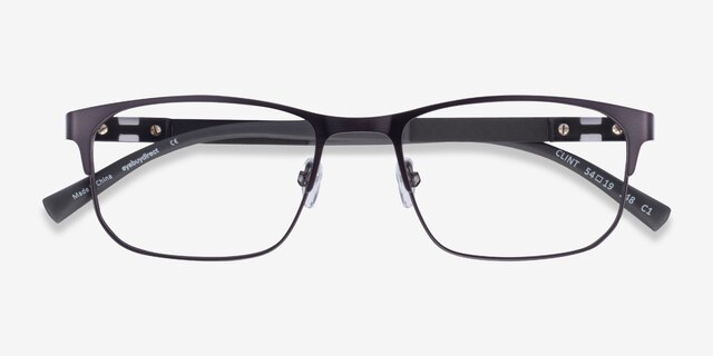 Clint Gunmetal Carbon-fiberEyeglass Frames from EyeBuyDirect, Closed View