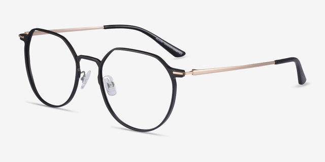 Alum Black & Gold Aluminium-alloyMontures de lunettes de vue d'EyeBuyDirect, Vue d'Angle
