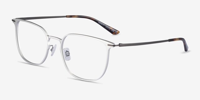 Density Light Silver & Gunmetal Aluminium-alloyEyeglass Frames from EyeBuyDirect, Angle View