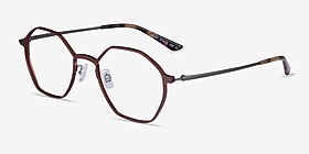 Alloy Brown & Gunmetal Aluminium-alloy Montures de lunettes de vue d'EyeBuyDirect, Vue d'Angle