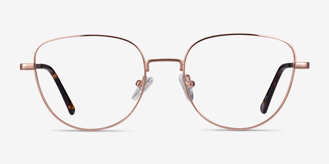 Clotilde Shiny Rose Gold MetalEyeglass Frames from EyeBuyDirect, Front View