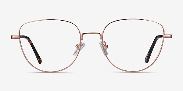 Clotilde Shiny Rose Gold Metal Eyeglass Frames