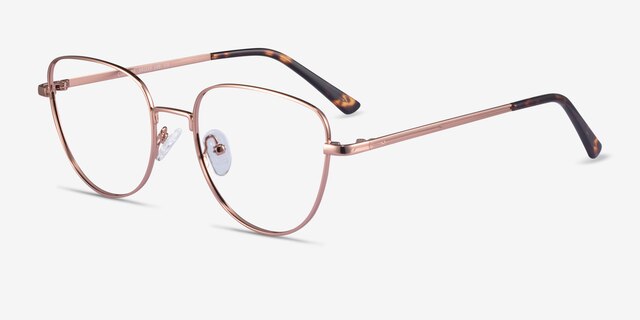 Clotilde Shiny Rose Gold MetalEyeglass Frames from EyeBuyDirect, Angle View