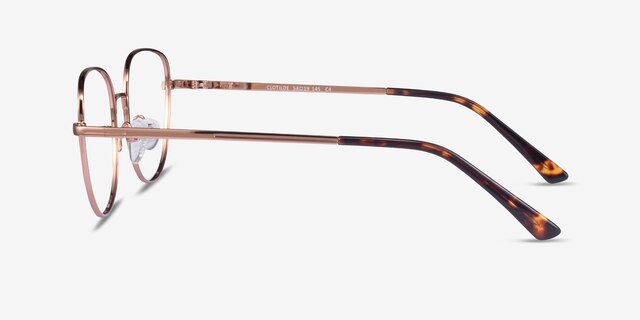 Clotilde Shiny Rose Gold MetalEyeglass Frames from EyeBuyDirect, Side View