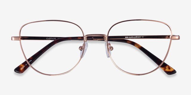 Clotilde Shiny Rose Gold MetalEyeglass Frames from EyeBuyDirect, Closed View