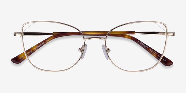 Moment Light Gold MetalEyeglass Frames from EyeBuyDirect, Closed View