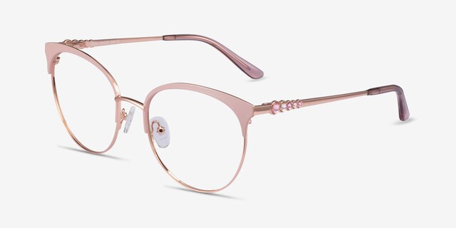 Gem Pink Rose Gold MétalMontures de lunettes de vue d'EyeBuyDirect, Vue d'Angle