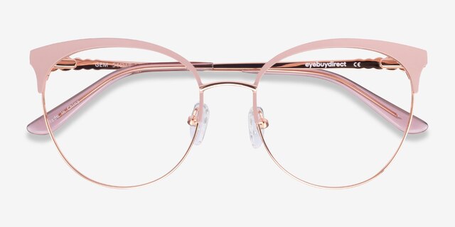 Gem Pink Rose Gold MétalMontures de lunettes de vue d'EyeBuyDirect, Vue Rapprochée