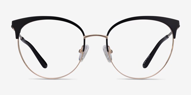 Gem Black Gold MetalEyeglass Frames from EyeBuyDirect, Front View