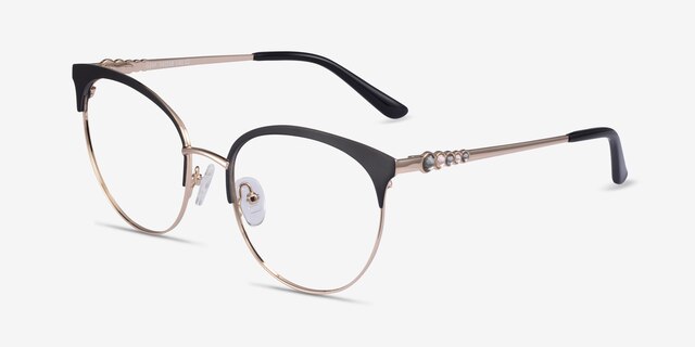 Gem Black Gold MetalEyeglass Frames from EyeBuyDirect, Angle View