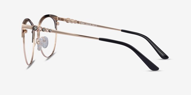 Gem Black Gold MetalEyeglass Frames from EyeBuyDirect, Side View