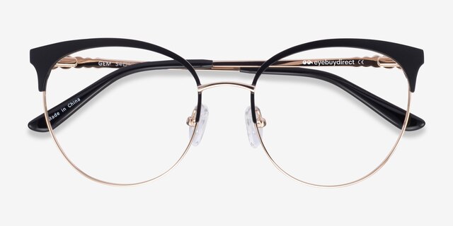 Gem Black Gold MetalEyeglass Frames from EyeBuyDirect, Closed View